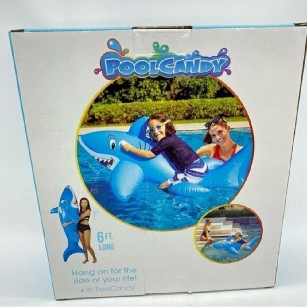 Pool Candy Inflatable Giant Ride on Shark Float New - Picture 3 of 5